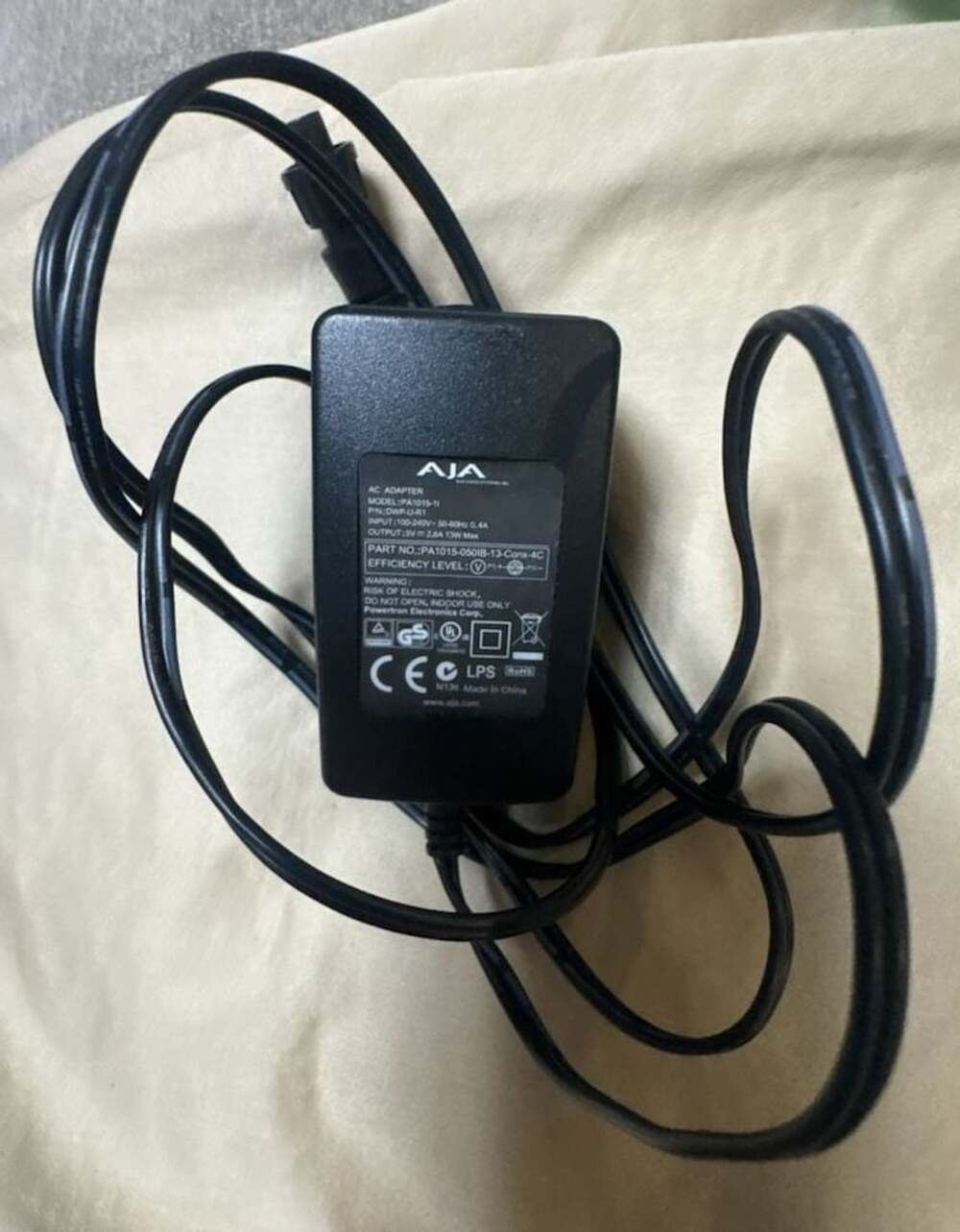 AJA Video Systems AC Power Adapter Model PA1015-1I with 3-Pin Connector